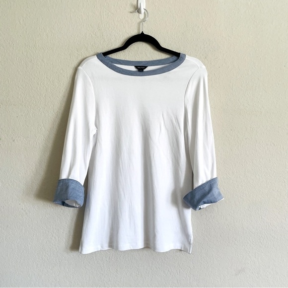 Nautica Tops - Nautica Women's White and Blue Top size M stretch contemporary modern academia